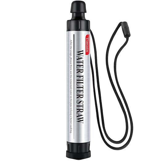 Timain 4-Stage Filtration,High Flow Rate Water Filter Straw,Water Purifier Survival for Emergency Kits,Travel,Camping, Hiking,Fishing,Hunting (1)