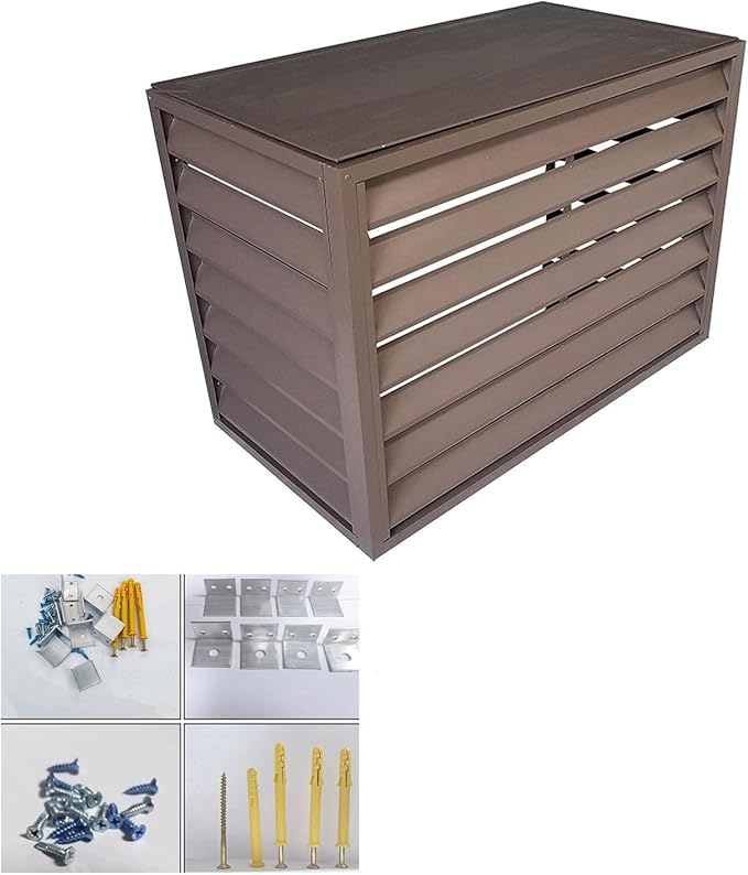 Aluminum Outdoor Condenser Protective Cover, freestanding Enclosure to Cover Garbage Or Ac Units, beautiful and durable appearance, suitable for gardens, balconies, walls, courtyards ( Color : FOUR-BR