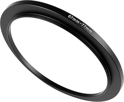 67-77mm Metal Step-Up/Down Ring Adapter Compatible with Mirrorless Cameras DSLR Lens, UV CPL ND Filter Thread Converter, Black