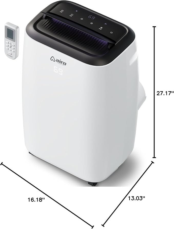 Portable Air Conditioners 10000 BTU AIRO COMFORT, AC Unit Floor Standing with Remote Control & DYI Installation Kit