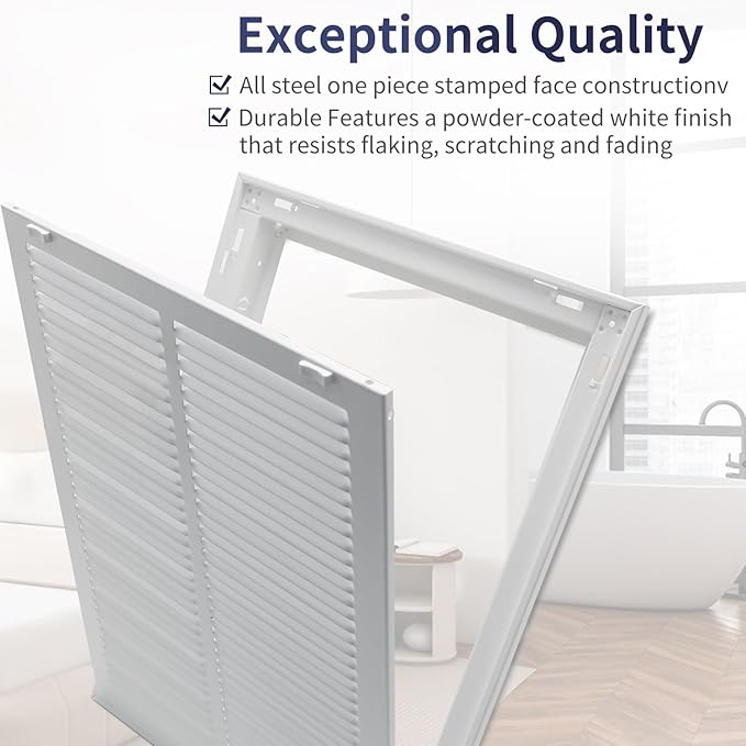 14"W x 20"H [Duct Opening Size] Steel Return Air Filter Grille - Removable Face/Door for 1 inch Filters -HVAC Vent Cover Grill - White [Outer Dimensions: 16 5/8"W X 22 5/8"H]