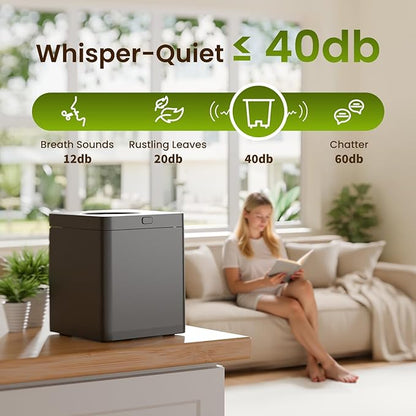 TOPZEE Electric Compost Bin for Kitchen, 3L Smart Countertop Composter with Odorless Auto-Cleaning, Low Noise, Turns Food Waste to Fertilizer in 4 Hours, for Indoor Home Use, Black