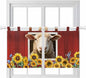 Sheep Sunflower Kitchen Curtains 24 Inch Length, Small Window Curtains Tab Top, Country Red Farm Barn Spring Flowers Light Filtering Short Window Treatments Tier Drapes 27.5"x24" 2 Panel