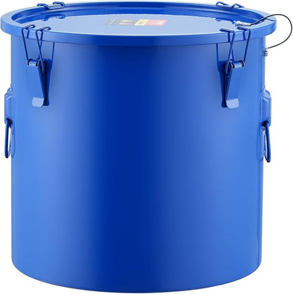 VEVOR Fryer Grease Bucket, 8 Gal Oil Disposal Caddy Carbon Steel Fryer Oil Bucket with Rust-Proof Coating, Oil Transport Container with Lid, Lock Clips, Filter Bag for Hot Cooking Oil Filtering