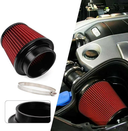 Red 4" 100mm Inlet Cone Replacement Dry Air Filter High Flow Car Performance Cold Air Intake Filter