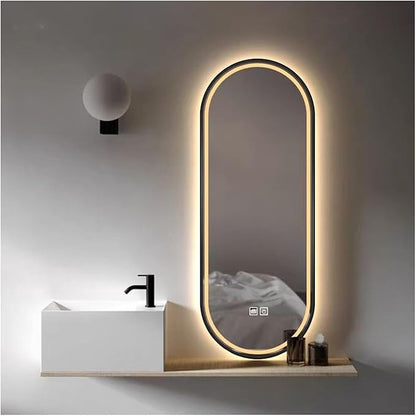 Bathroom Led Mirror ，Bathroom Mirror with LED Lights，LED Mirror for Bathroom，Backlit Bathroom Mirror ，with Touch Sensor/Demister pad，Shatterproof，Adjustable Lights(A,H100*W60cm/H39.4*W23.6IN)