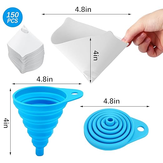 JANYUN 150 Pcs Paint Strainers With Cone Silicone Funnel Filter, Nylon Mesh Resin Filter, Paper Cone Disposable for Automotive Spray, Art Painting