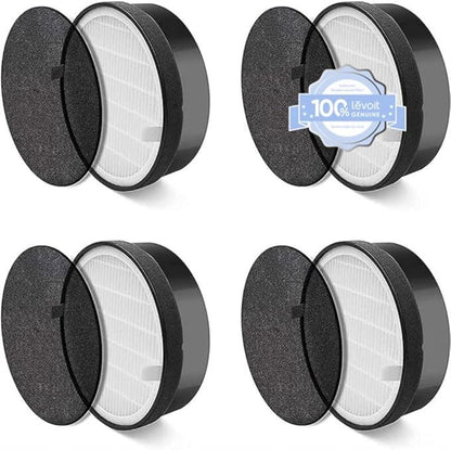 LEVOIT LV-H132 Replacement Filter, Genuine LV-H132-RF Air Purifier Filters, High-Efficiency Activated Carbon for Removal of Smoke, Odor, Allergens, Pollen, 4 Pack, Black