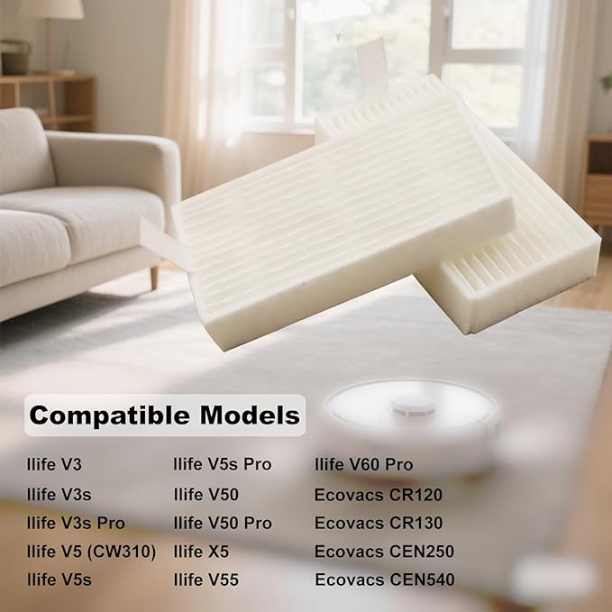 10pcs HEPA Filter for ILIFE Vacuum Cleaners, Replacement Filters for ILIFE V3, V3S, V3S Pro, V5, V5S, V5S Pro V5s Pro 2 V5s Plus Noisz S5 Robotic Vacuum Cleaner Robot Vacuum Filters