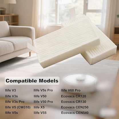 10pcs HEPA Filter for ILIFE Vacuum Cleaners, Replacement Filters for ILIFE V3, V3S, V3S Pro, V5, V5S, V5S Pro V5s Pro 2 V5s Plus Noisz S5 Robotic Vacuum Cleaner Robot Vacuum Filters