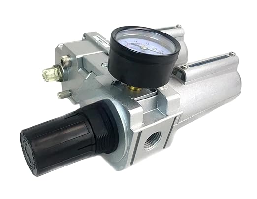FRL724NA 1/2" Air Moisture Filter Regulator Oiler Separator Lubricator Combo Auto Drain- for Compressed Air Treatment- Particulate Filter Combo- 140 CFM Flow Rate 250 PSI Input, 175 PSI Output 5.1 oz