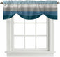 Blue Ombre Wooden Tie Up Valance Curtains for Windows, Kitchen Curtains Window Shades, Farmhouse Retro Wood Gradient Light Filtering Roman Curtain Valances for Bedroom/Bathroom/Cafe 42"x12"