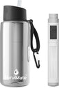 SurviMate 5-Stage 0.01μm Ultra-Filtration Filtered Water Bottle, BPA-Free Material, NSF/ANSI 42&372 Certified, Portable Water Filter Bottle for Survival, Camping, Hiking, and Emergency Use