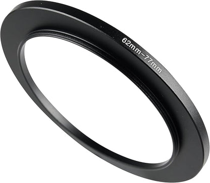 62-77mm Metal Step-Up/Down Ring Adapter Compatible with Mirrorless Cameras DSLR Lens, UV CPL ND Filter Thread Converter, Black