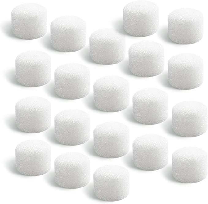 Air Filter Sponge, Compressor Replacement System, Round White Breathable Foam Filters Compatible with Cool Mist Inhaler & Vaporizer Device, Universal Size (0.59in Dia 20 Pcs)