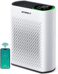 Smart Air Purifiers for Large Room, Cleans 2,400 ft² in 30 Mins, 3-Stage True HEPA, 360° Airflow, Smart WiFi App Control, Real-Time Air Quality (PM2.5) Display, Ultra-Quiet 20dB Sleep Mode, HAP602WF