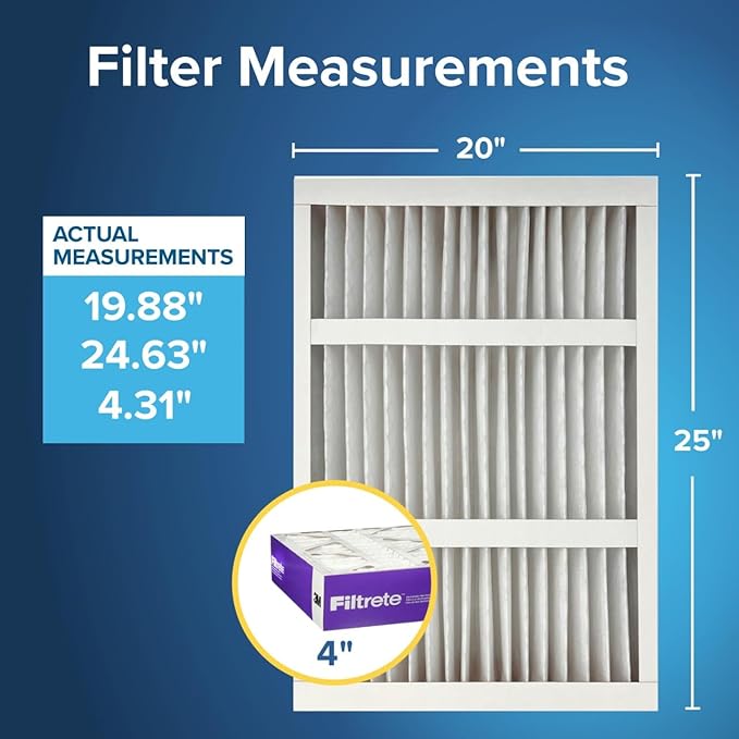 Filtrete 20x25x4(SlimFit), AC Furnace Air Filter, MPR 1550 DP, Healthy Living Ultra Allergen Deep Pleat, 4-Pack, Fits Lennox & Honeywell Devices (exact dimensions 19.5 x 24.5 x 3.75)