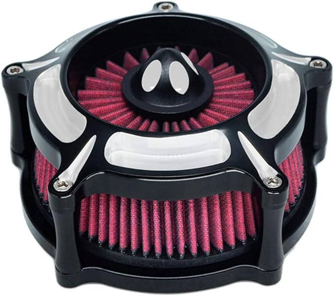 Air Filter Intake Motorcycle Turbine Cleaner Kit Cnc Cut Chrome for Harley Touring Street Glide 2008 - 2016 Softail 2016 - 2017 Fitment - C (Red)