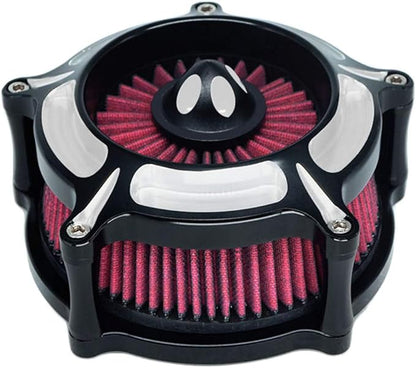 Air Filter Intake Motorcycle Turbine Cleaner Kit Cnc Cut Chrome for Harley Touring Street Glide 2008 - 2016 Softail 2016 - 2017 Fitment - C (Red)
