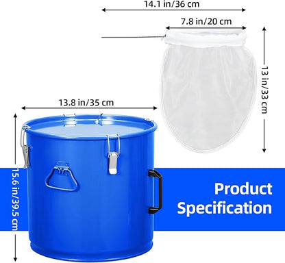 Garvee Fryer Grease Bucket, 10 Gal Oil Disposal Caddy, Carbon Steel with Rust-Proof Coating, Oil Transport Container with Lid, Lock Clips, Filter Bag for Hot Cooking Oil Filtering