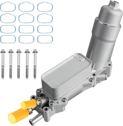 Full Aluminum Engine Oil Cooler 3.6 Oil Filter Housing Compatible with 2011-2023 Charger Challenger Caravan Journey Durango Avenger Town Country 200 300 Wrangl-er Grand Cherok-ee Ram
