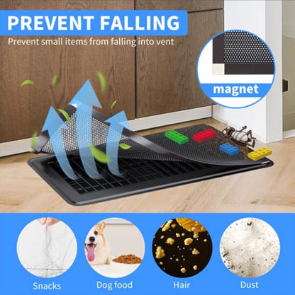 4-Pack 5"x13" Powerful Magnetic Vent Covers - Super Strong Neodymium Magnets, No Slip & No Drill Needed - Secure Fit for Floor/Wall/Ceiling Registers - Durable Air Vent Screen (Black, 5x13)
