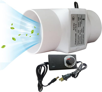 3Inch Inline Duct Fan 10W Air Extractor Booster 12V Air Diffuser Circulation Blower 53 Cfm Intake Ventilation Fan for Ducting, Vents, Grow Tents (Color : Adjustable Speed)