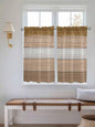 Retro Farm Wood Board Window Valance Curtains, Brown Graduality Striped Light Filtering Kitchen Valance with 3-inch Rod Pocket for Living Room Bathroom Bedroom,2 Panel,42x45In