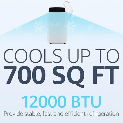 Portable Air Conditioners, 12000 BTU Powerful AC Unit Cools 550 Sq.Ft Spaces, 4-In-1 Air Conditioner Dehumidifier/Fan/Sleep Mode, Remote Control, 24H Time, Window Kit for Rooms/Officess, Black Top
