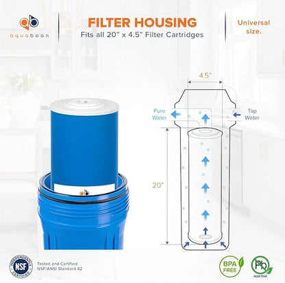 Aquaboon 5 Micron 20 x 4.5 Premium Granular Activated Carbon Water Filter Cartridge Replacement - GAC Filter Compatible with AP117, GAC-10, 6 Pack