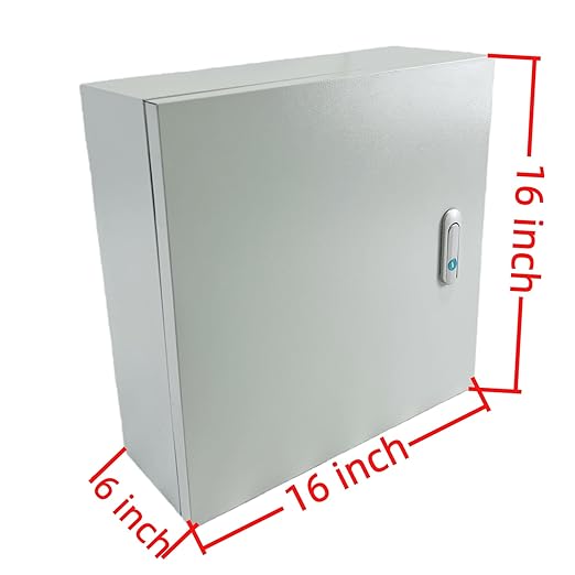 Electrical Enclosure Box 16" x 16" x 6" Carbon Steel Electrical Junction Boxes Wall Mount Waterproof Dustproof Metal Box with Safety Locks for Outdoor Indoor Use