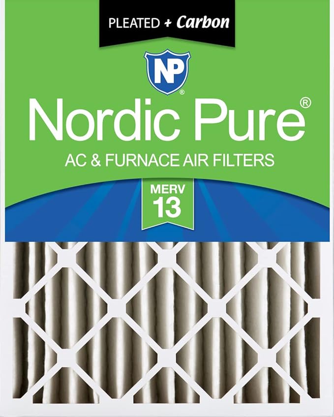Nordic Pure 18x24x4 (Actual Size: 17 1/2 x 23 3/8 x 3 5/8) Pleated Air Filters MERV 13 Plus Carbon 1 Pack