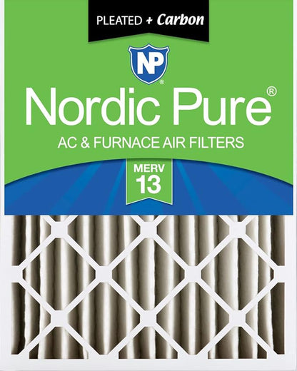 Nordic Pure 18x24x4 (Actual Size: 17 1/2 x 23 3/8 x 3 5/8) Pleated Air Filters MERV 13 Plus Carbon 1 Pack