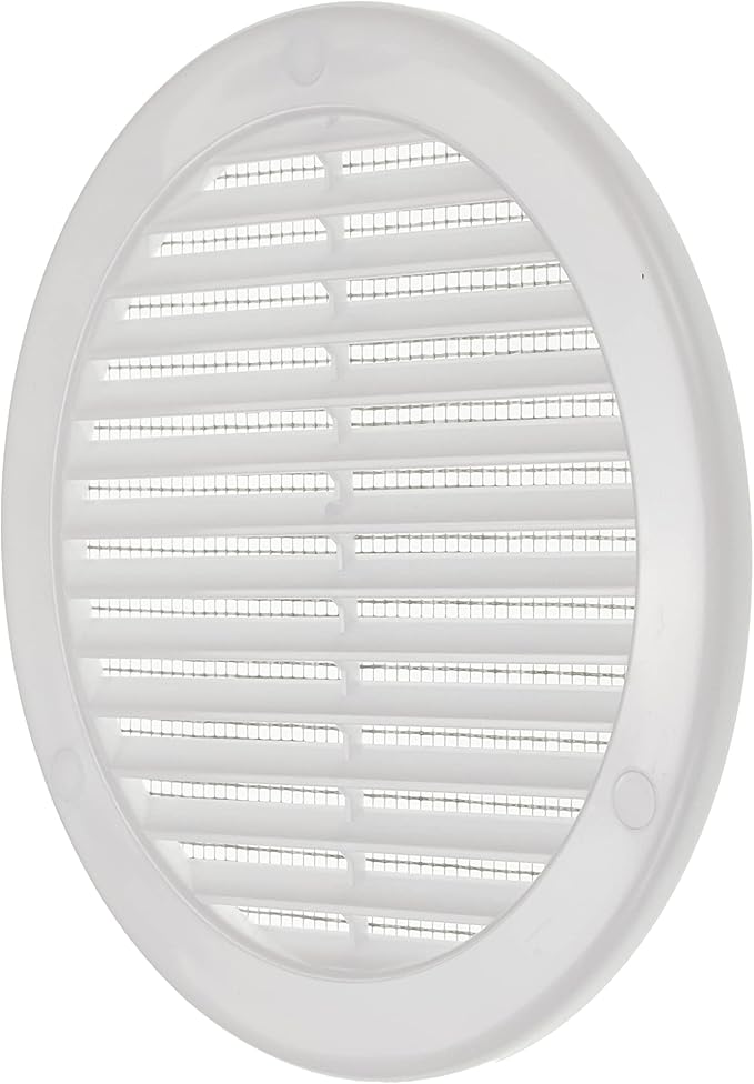 Vent Systems 6" Inch (Opening Dimensions) - Pack of 2 - White Soffit Vent Cover - Plastic Round Air Vent Grille - Built-in Mesh Screen - HVAC Register Louver for Bathroom, Home, Kitchen