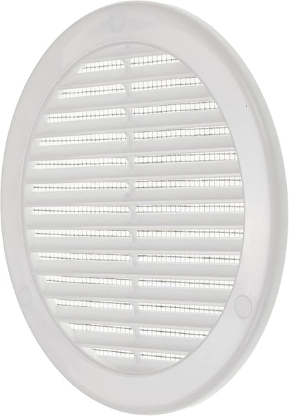 Vent Systems 6" Inch (Opening Dimensions) White Soffit Vent Cover - Plastic Round Air Vent Grille - Built-in Mesh Screen - HVAC Register Louver for Bathroom, Home, Kitchen