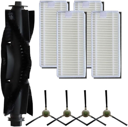 9pcs Vacuum Parts For Lefant U180 / M1 / M2 Pro / M2 Plus / LS1 / N3 For OKP K8 / For K7 Robot Vacuum Accessories, 1 Main Roller Brush, 4 Filter Parts, 4 Side Sweeping Brush(9pcs)