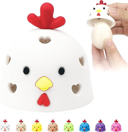 Egg Brush Cleaner, Egg Scrubber Tool for Fresh Eggs, Egg Washer Cleaner Scrubber, Easter Gifts Creative Chicken Shape Egg Wash Brush Silicone Washing Egg Tool - White - Yellow Mouth