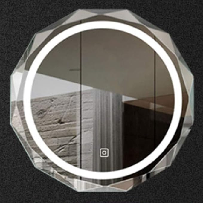 LED Bathroom Mirror with Lights and Demister Pad Wall Mounted Touch Sensor Bathroom Mirrors Anti Fog for Makeup Cosmetic Miroir Antidéflagrant (White Light 60cm)