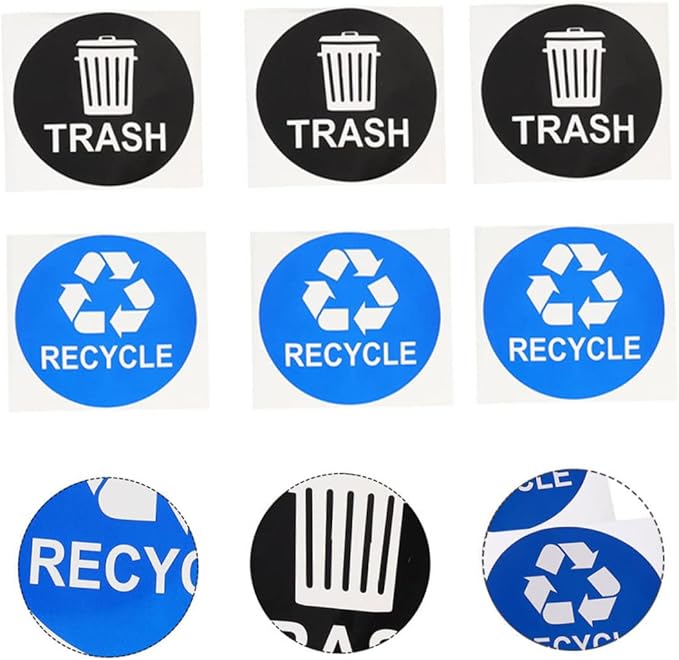 8pcs Garbage Sorting Stickers Waste Recycling Labels for Trash Can Adhesive PVC Sticker for Home School