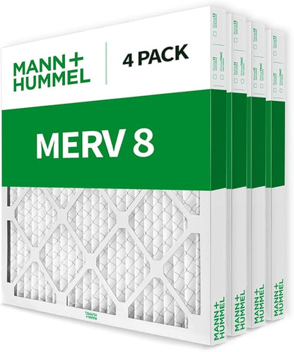 Mann+Hummel 20x24x2 MERV 8 Pleated HVAC AC Furnace Air Filters. 4 Pack. (Exact Size: 19.38 x 23.38 x 1.75 Inches)