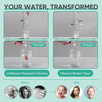 Cobbe Shower Filter | All-METAL Joint | 99% REMOVAL Shower Head Filter for Hard Water, Heavy Metals, Chlorine and Harmful Substance, Improve your skin and hair - Brushed Nickel
