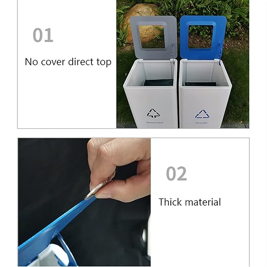 GLigeT Outdoor Trash can White Combined Trash Can Large-Capacity Square Sorting Trash Can Outdoor Direct Throw Trash Can Without Cover, Anti-Fingerprint Technology 48L Trash Can (Size : E)