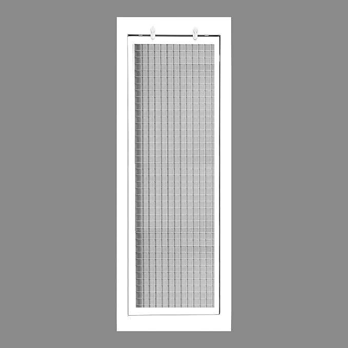 HVAC Premium 8" x 20" Cube Core Eggcrate Return Air Filter Grille for 1" Filter - Aluminum - White [Outer Dimensions: 10.5" x 22.5"]
