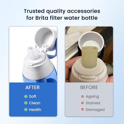 GLACIER FRESH Bottle Mouthpiece Replacement for Brita Water Bottle, Silicone Bottle Bite Valve Replacement Parts Compatible with Brita Water Bottles, 2 Packs