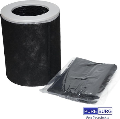 PUREBURG Replacement Filter Compatible with Dhyala KJ02 Air Purifier,2-Pack HEPA Activated Carbon 2-in-1 & 4 Pre-Filters For Air Clean Dust VOCs Odor 3-Stage Filtration