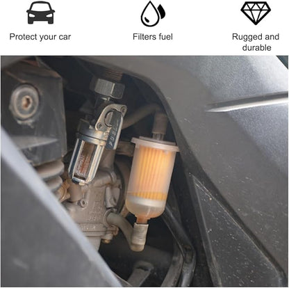 2 PCS Gas Inline Fuel Filters with Magnet, Inline Gas Fuel Filter for Motorcycle Lawn Mower Small Engine, 1/4" and 5/16" Fuel Filter Fit Snowmobiles, Tractors, Car Accessories (2PCS)