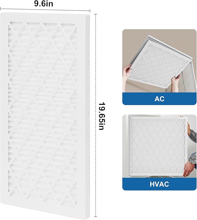 10x20x1 MERV 11 Air Filter, Quality AC/HVAC Furnace Filter，2 Reusable ABS Frame + 8 Pack Replaceable Filter Media，Breathe Fresher and Cost-effective