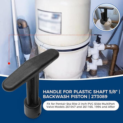 Backwash Piston Plastic Shaft, 273089 Slide Valve Handle for Pentair Sta-Rite Pool and Spa Filter 2 Inch MultiPort Push and Pull Valve 261047 261165 261165 5/8" PVC Multiport Slide Valve Tee Handle