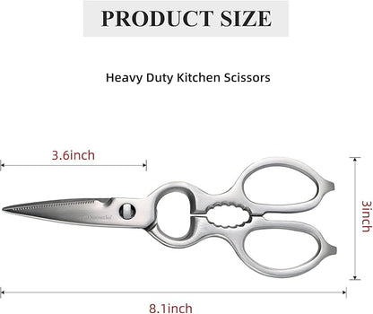 Sunnecko Heavy Duty Kitchen Scissors - Stainless Steel Kitchen Shears, Ultra Sharp Micro Serrated Poultry Shears, Cooking Scissors for Meat, Dishwasher Safe