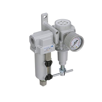 PneumaticPlus SAU320T-N03G-MEP Air Filter Regulator Combo 3/8" NPT -T-Handle, Manual Drain, Metal Bowl